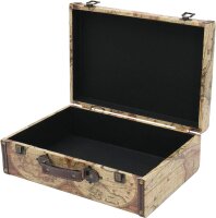 HMF Schatztruhe Vintage Koffer aus Holz Weltkarte