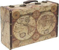 HMF Schatztruhe Vintage Koffer aus Holz Weltkarte