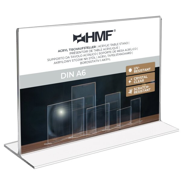 HMF 5x Acryl Tischaufsteller gerade Querformat DIN A6