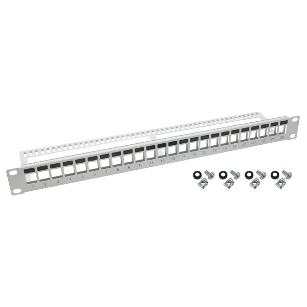 HMF UTP Keystone-Patchpanel für Serverschrank 19 Zoll 1 HE grau