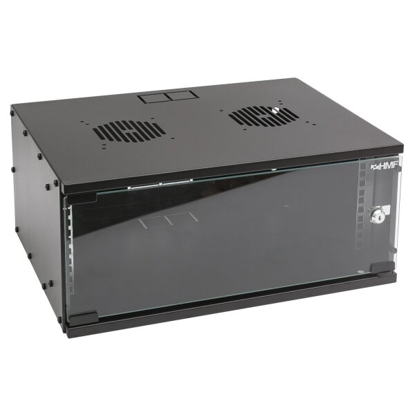 HMF Netzwerkschrank Serverschrank 19 Zoll 4 HE schwarz