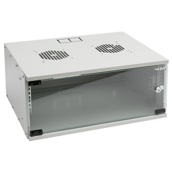 HMF Netzwerkschrank Serverschrank 19 Zoll 4 HE grau