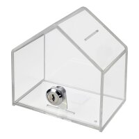 HMF Spardose Haus Acryl transparent mit Blatteinschub