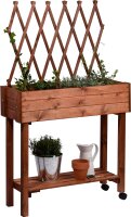 Dobar Rollbares Hochbeet mit Rankhilfe braun