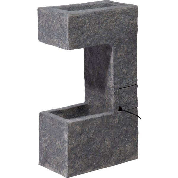 Dobar Polyresin Brunnen mit Pumpe und LEDs eckig mit Pflanzen-Option