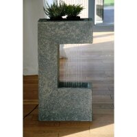 Dobar Polyresin Brunnen mit Pumpe und LEDs eckig mit Pflanzen-Option