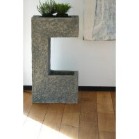 Dobar Polyresin Brunnen mit Pumpe und LEDs eckig mit Pflanzen-Option