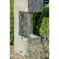 Dobar Polyresin Brunnen mit Pumpe und LEDs eckig mit Pflanzen-Option