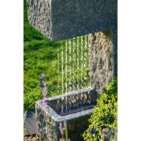 Dobar Polyresin Brunnen mit Pumpe und LEDs eckig mit Pflanzen-Option