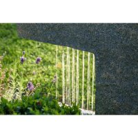 Dobar Polyresin Brunnen mit Pumpe und LEDs eckig mit Pflanzen-Option