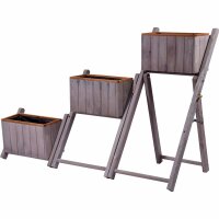 Dobar Ausklappbare Pflanztreppe mit 3 Pflanzkästen, Holz