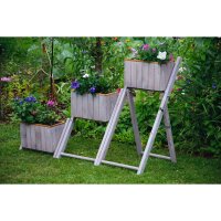 Dobar Ausklappbare Pflanztreppe mit 3 Pflanzkästen, Holz