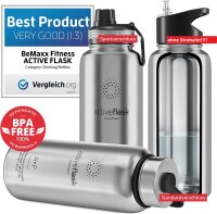 BeMaxx Trinkflasche Edelstahl ACTIVE FLASK silber 950ml
