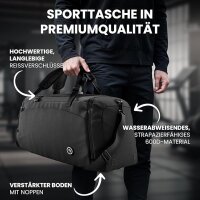 BeMaxx Sporttasche Trainingstasche + Rucksack-Funktion schwarz 60L