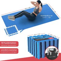 Puzzlematte 18-tlg. blau 32x32cm – Bodenschutzmatten für Fitness & Homegym