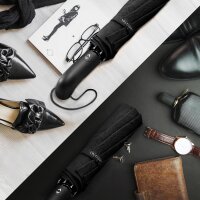 Wilford & Sons Regenschirm Taschenschirm Sturmfest + Auf-Zu Automatik Reiseschirm Taschenregenschirm Golfschirm Umbrella schwarz