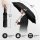 Wilford & Sons Regenschirm Taschenschirm Sturmfest + Auf-Zu Automatik Reiseschirm Taschenregenschirm Golfschirm Umbrella schwarz