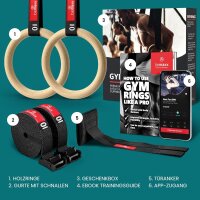 BeMaxx Turnringe Holz Gym Rings + Türanker Holzturnringe Gymnastikringe