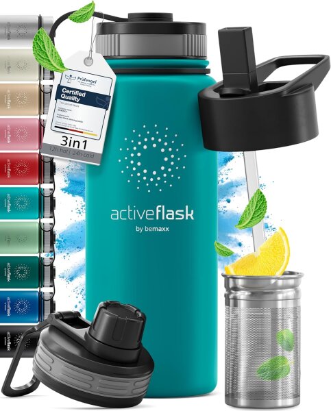BeMaxx Trinkflasche Edelstahl ACTIVE FLASK türkis 530ml
