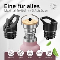 BeMaxx Trinkflasche Edelstahl ACTIVE FLASK rosa...