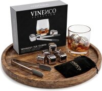 VINENCO Whisky Steine Set - 8 Wiederverwendbare Edelstahl...