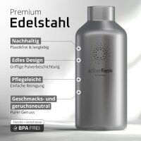 BeMaxx Trinkflasche Edelstahl ACTIVE FLASK silber Bamboo-Verschluss 530ml