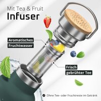 BeMaxx Trinkflasche Edelstahl ACTIVE FLASK oliv Bamboo-Verschluss 950ml