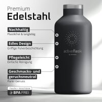 BeMaxx Trinkflasche Edelstahl ACTIVE FLASK schwarz Bamboo-Verschluss 530ml