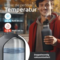 BeMaxx Trinkflasche Edelstahl ACTIVE FLASK schwarz Bamboo-Verschluss 530ml