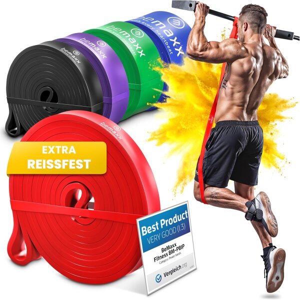 BeMaxx Fitnessband Pull Up Resistance Band Klimmzughilfe rot