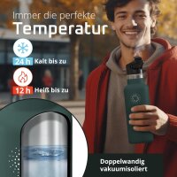 BeMaxx Trinkflasche Edelstahl ACTIVE FLASK grün Bamboo-Verschluss 530ml