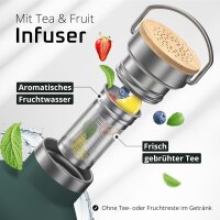 BeMaxx Trinkflasche Edelstahl ACTIVE FLASK grün Bamboo-Verschluss 530ml