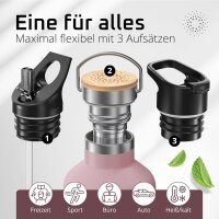 BeMaxx Trinkflasche Edelstahl ACTIVE FLASK rosa...