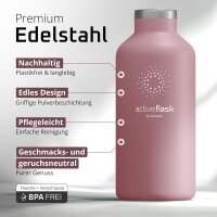 BeMaxx Trinkflasche Edelstahl ACTIVE FLASK rosa Bamboo-Verschluss 950ml