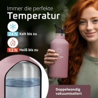 BeMaxx Trinkflasche Edelstahl ACTIVE FLASK rosa Bamboo-Verschluss 950ml