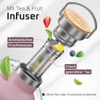BeMaxx Trinkflasche Edelstahl ACTIVE FLASK rosa Bamboo-Verschluss 950ml