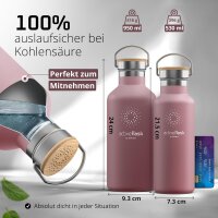 BeMaxx Trinkflasche Edelstahl ACTIVE FLASK rosa Bamboo-Verschluss 950ml