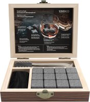 VINENCO Whisky Basalt Steine Set - 12 Wiederverwendbare Eiswürfel