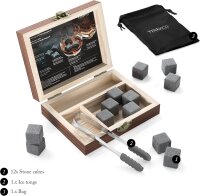 VINENCO Whisky Basalt Steine Set - 12 Wiederverwendbare Eiswürfel