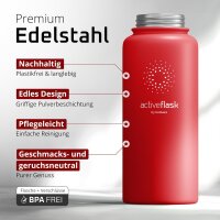 BeMaxx Trinkflasche Edelstahl ACTIVE FLASK rot 950ml