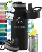 BeMaxx Trinkflasche Edelstahl ACTIVE FLASK schwarz 530ml