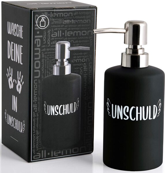 All lemon Seifenspender Schwarz Matt Keramik 360ml "Unschuld"