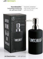 All lemon Seifenspender Schwarz Matt Keramik 360ml...