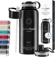 BeMaxx Trinkflasche Edelstahl ACTIVE FLASK schwarz 680ml
