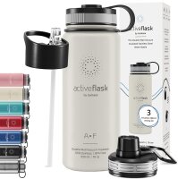 BeMaxx Trinkflasche Edelstahl ACTIVE FLASK weiß 680ml