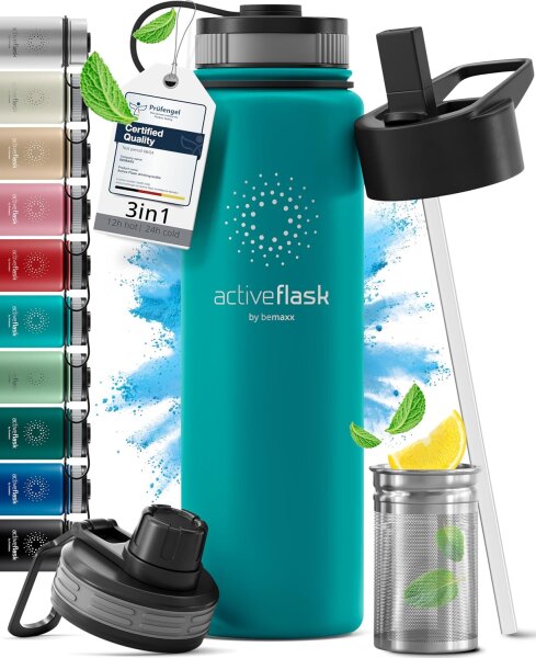 BeMaxx Trinkflasche Edelstahl ACTIVE FLASK türkis 680ml