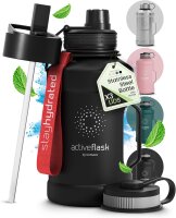 BeMaxx Trinkflasche Edelstahl ACTIVE FLASK BIG 1,3L schwarz