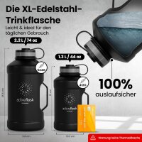BeMaxx Trinkflasche Edelstahl ACTIVE FLASK BIG 1,3L schwarz