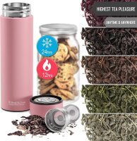Thermosflasche + Tee/Früchte Sieb-INFUSER rosa