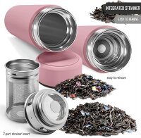 Thermosflasche + Tee/Früchte Sieb-INFUSER rosa